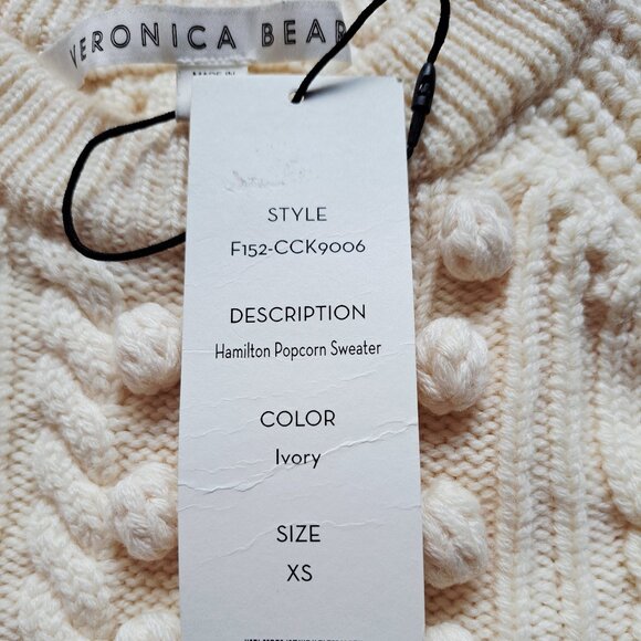 NEW Veronica Beard 100% Wool Ivory Hamilton Popcorn Sweater Size XS - Picture 13 of 16